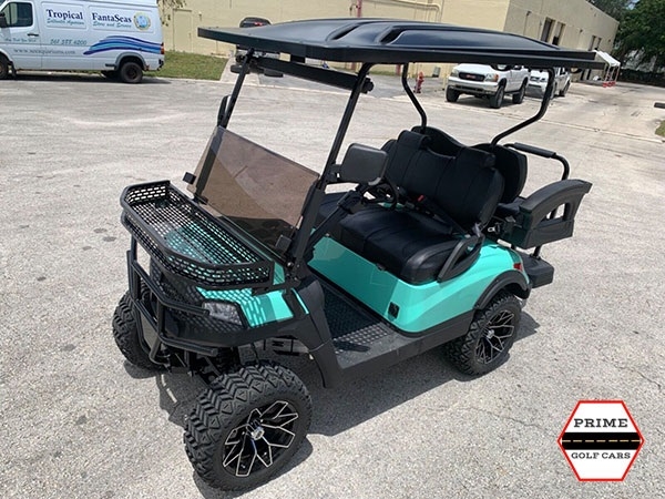 Mint Aluma 4 Passenger Lifted Golf Cart affordable golf cart rental, golf cart rent irving golf cart rental