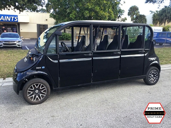 Polaris Gem 6 Passenger Black Golf Cart Rental With Doors affordable golf cart rental, golf cart rent irving golf cart rental