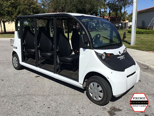 Polaris Gem 6 Passenger White Golf Cart Rental Without Doors affordable golf cart rental, golf cart rent irving golf cart rental