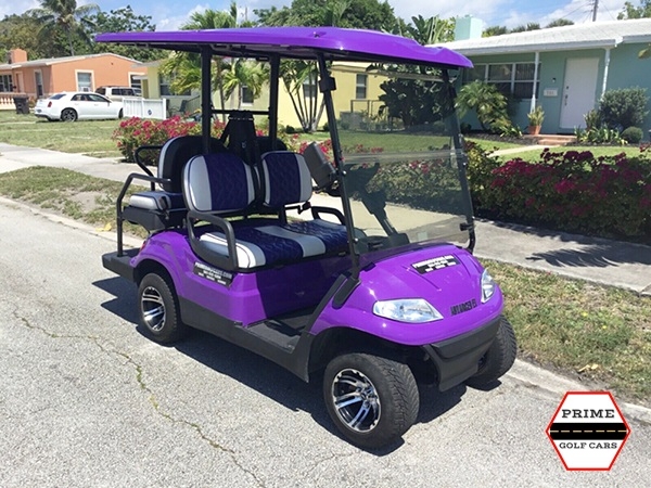 Purple Advanced EV 4 Passenger Golf Cart affordable golf cart rental, golf cart rent irving golf cart rental