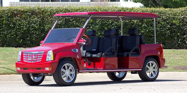 Red Escalade Limo Golf Cart affordable golf cart rental, golf cart rent irving golf cart rental