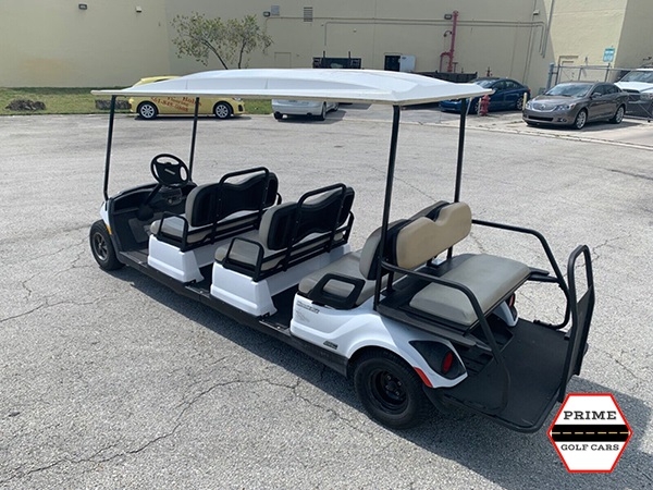 White 8 Passenger Classic Yamaha Golf Cart affordable golf cart rental, golf cart rent irving golf cart rental