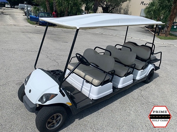 White 8 Passenger Yamaha Golf Cart affordable golf cart rental, golf cart rent irving golf cart rental