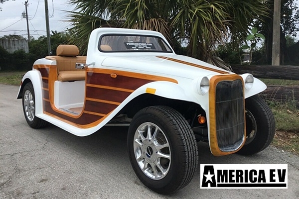 White Woody California Roadster 4 Passenger Golf Cart affordable golf cart rental, golf cart rent irving golf cart rental