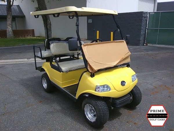 Yellow Evolution 4 Passenger Golf Cart affordable golf cart rental, golf cart rent irving golf cart rental