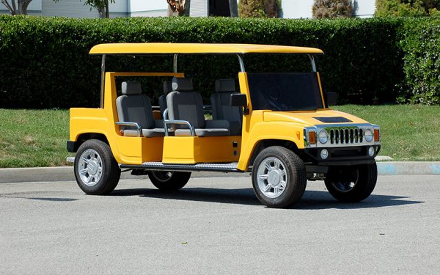 Yellow Hummer Limo Golf Cart affordable golf cart rental, golf cart rent irving golf cart rental