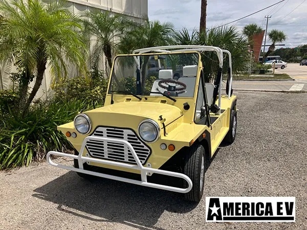 Yellow Mokee 4 Passenger Golf Cart affordable golf cart rental, golf cart rent irving golf cart rental